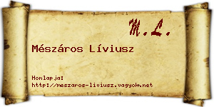 Mészáros Líviusz névjegykártya